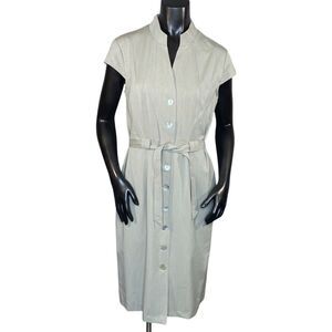 Connected Apparel NWT Midi Dress Button Down Womens Size 10 Belted Short Sleeve